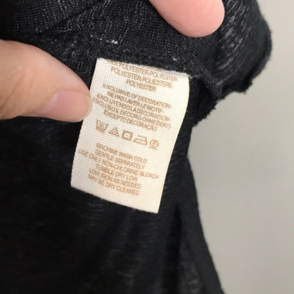 FREE PEOPLE NEW ROMANTICS lace semi sheer babydoll black top size Small - Picture 6 of 8